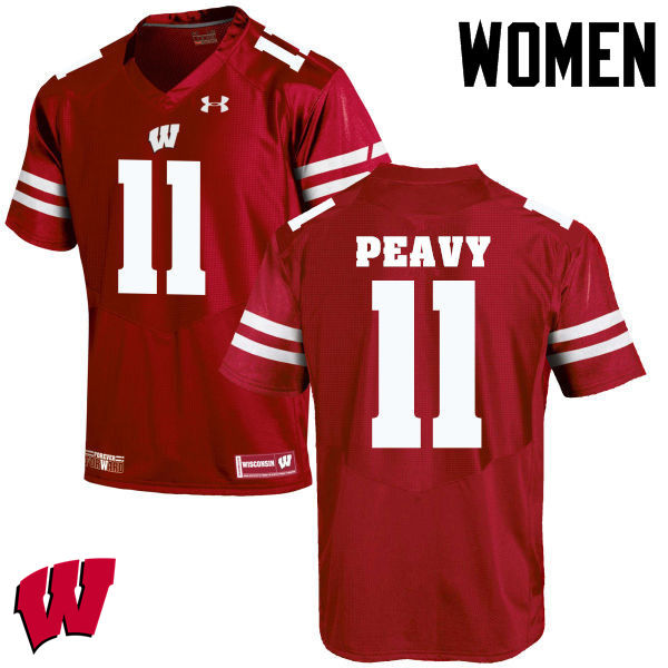 Women Wisconsin Badgers #11 Jazz Peavy College Football Jerseys-Red